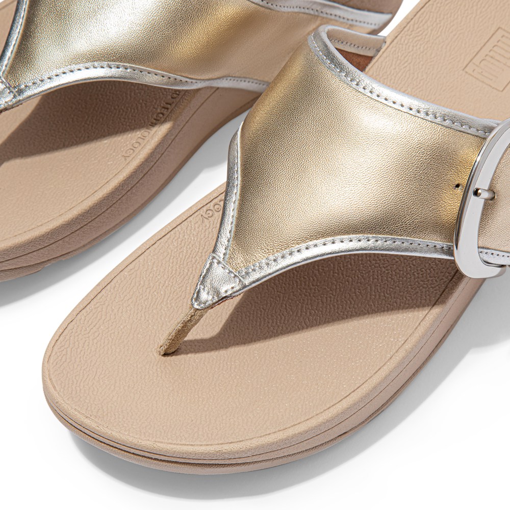 Fitflop Philippines - Fitflop Womens Sandals Gold - Fitflop Olive Mixed-metallics Toe-post Store
